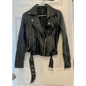 Forever 21 Faux Leather Belted Biker Jacket